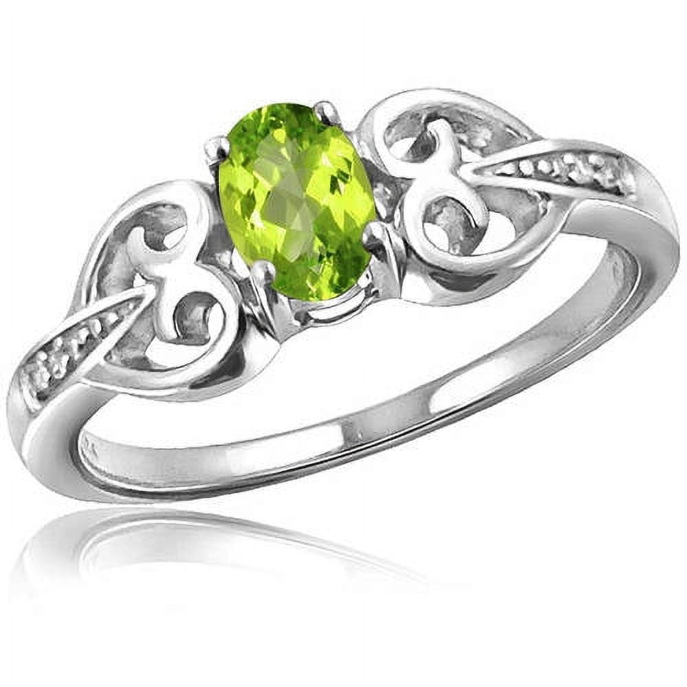 AR-6306-PR-9'' Sterling Silver Oval Shape Ring With Peridot – Bali Designs  Inc